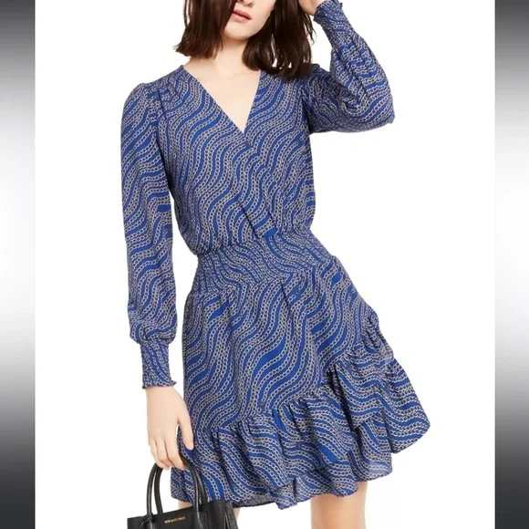 Micheal Kors Printed Ruffle Dress. - Picture 2 of 9